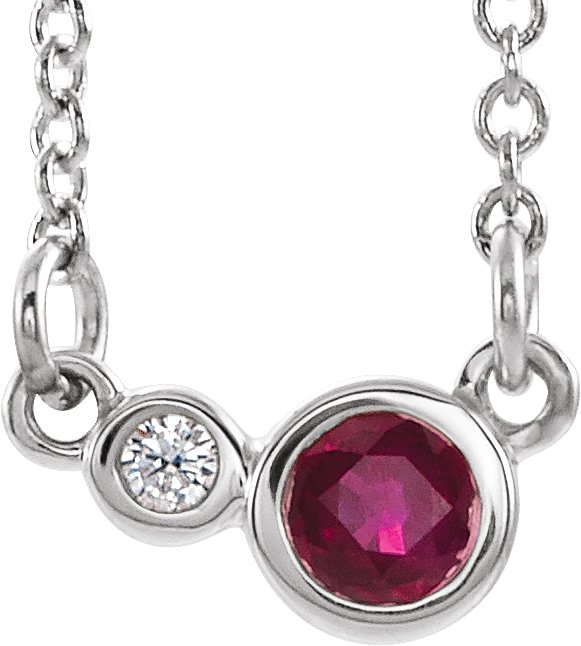 Sterling Silver Lab-Grown Ruby & .02 CTW Natural Diamond 18