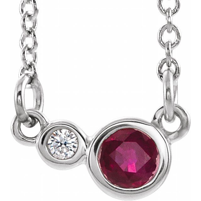 Sterling Silver Lab-Grown Ruby & .02 CTW Natural Diamond 18