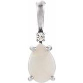 Pear 4-Prong Accented Cabochon Pendant  
