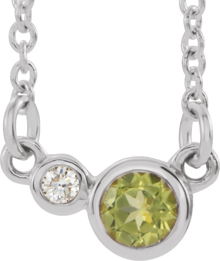 14K White Peridot & .02 CTW Diamond 18" Necklace           