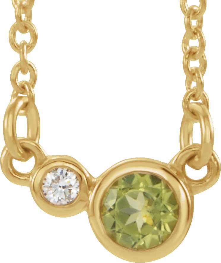 14K Yellow Natural Peridot & .03 CTW Natural Diamond 18" Necklace 