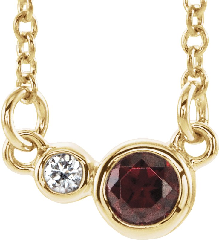 14K Yellow Mozambique Garnet & .02 CTW Diamond 18" Necklace          