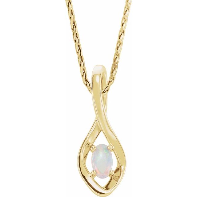 14K Yellow Natural White Opal 16-18 Necklace