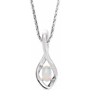 Sterling Silver Natural White Opal 16-18" Necklace
