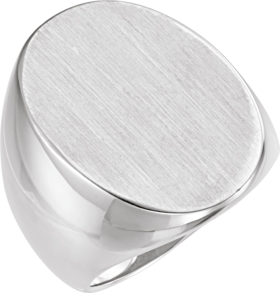 14K White 27x19 mm Oval Signet Ring