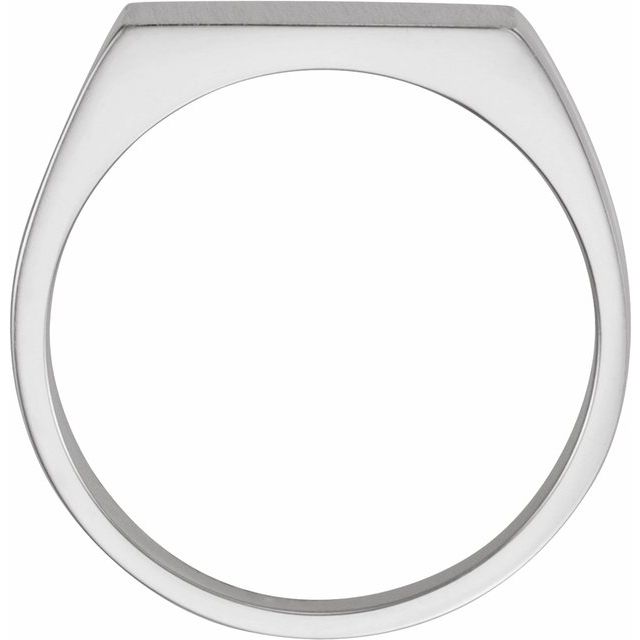 14K White 15x11 mm Rectangle Signet Ring