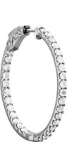 14K White 34.5 mm 3 CTW Natural Diamond Inside-Outside Hinged Hoop Earrings
