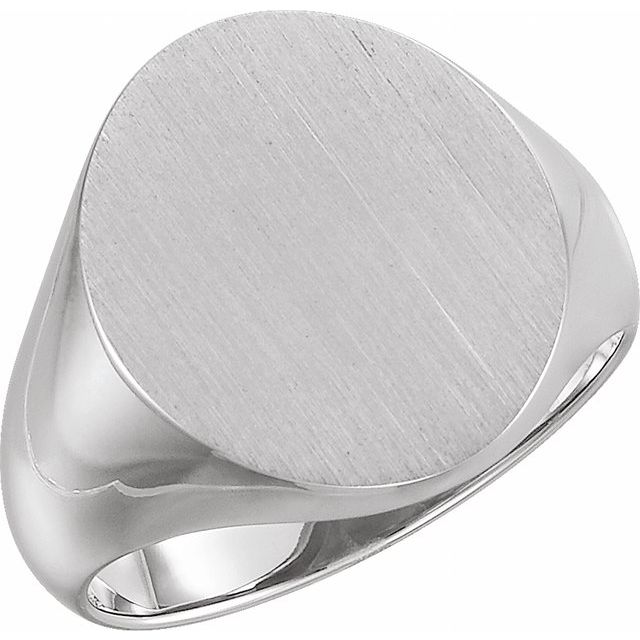 Sterling Silver 18x16 mm Oval Signet Ring