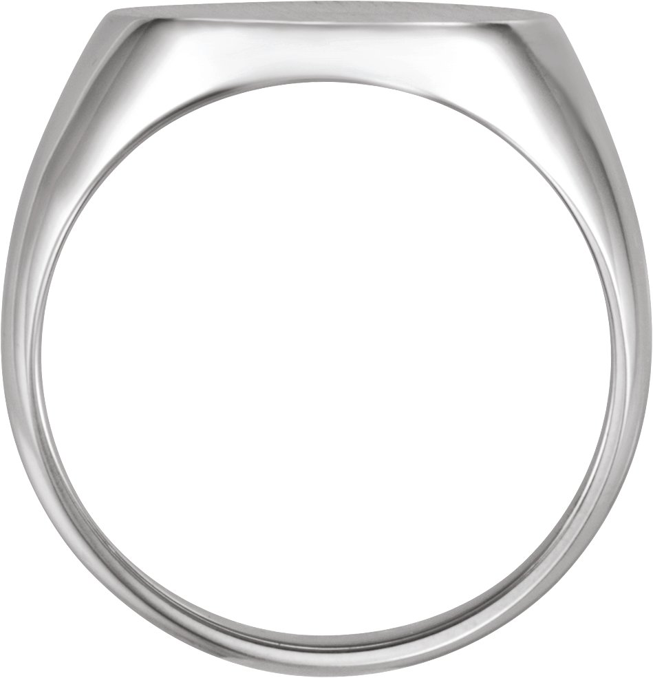 14K White 18x16 mm Oval Signet Ring