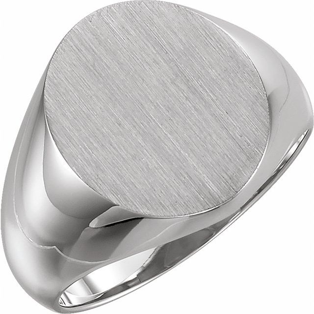 10K White 16x14 mm Oval Signet Ring