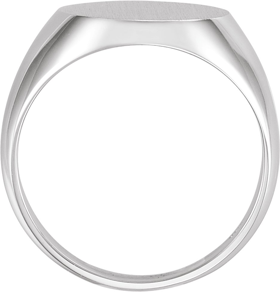 14K White 16x14 mm Oval Signet Ring