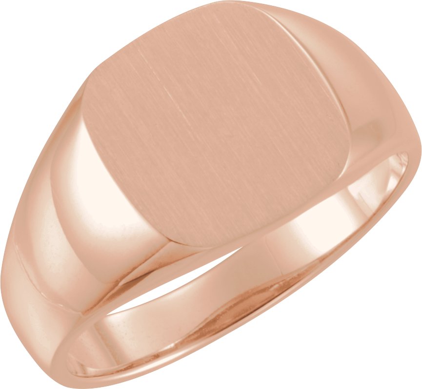 14K Rose 12 mm Square Signet Ring
