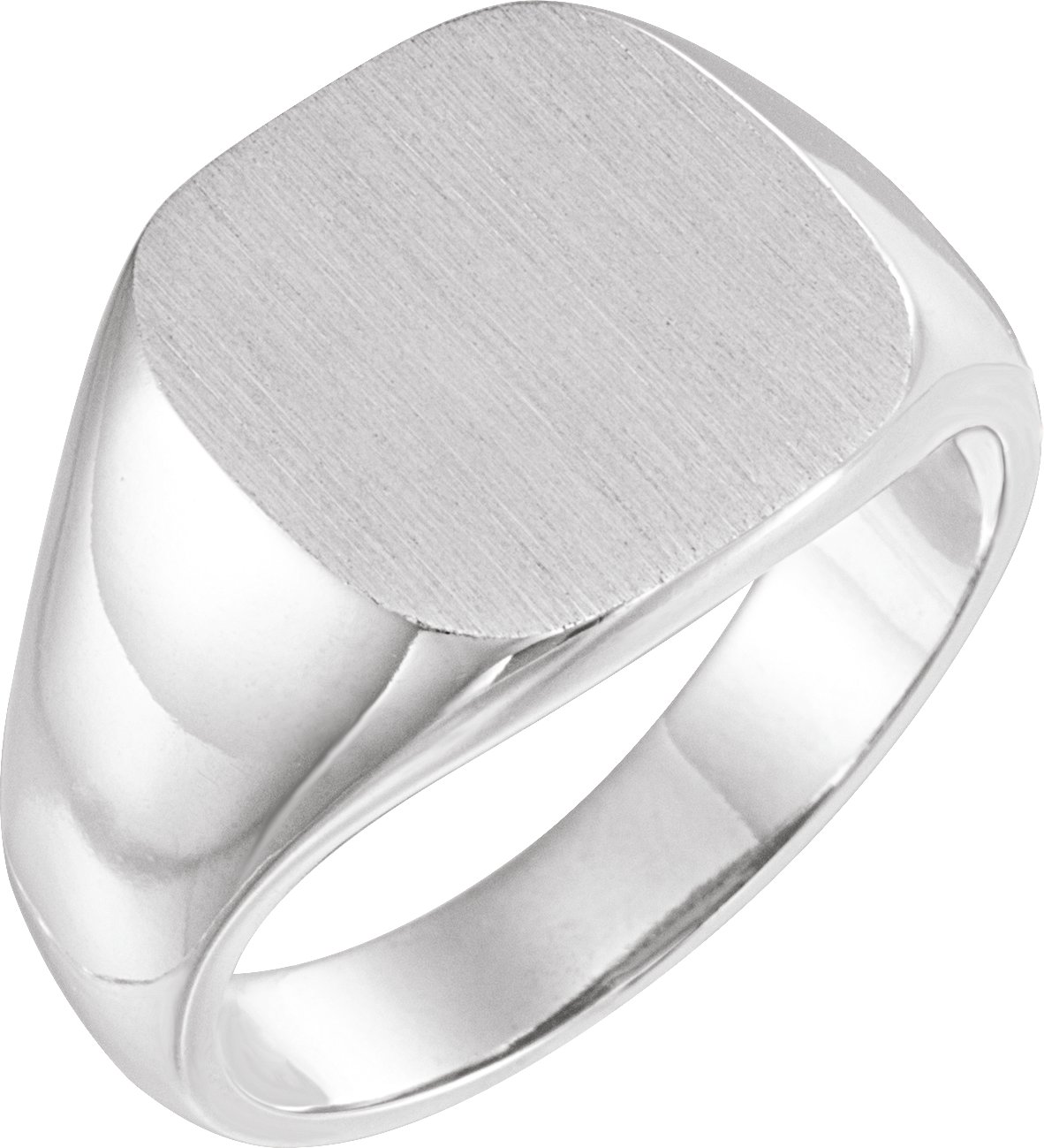10K White 14 mm Square Signet Ring