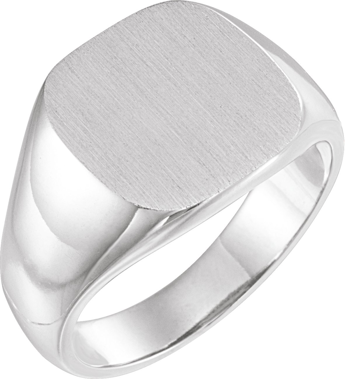 Sterling Silver Signet Ring, Square Brush Top - Polished