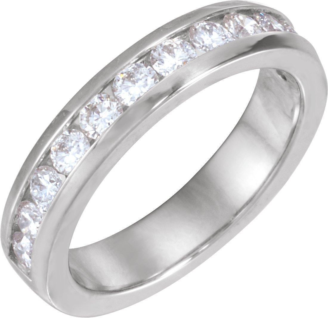 14K White Gold 1 CTW Natural Diamond Channel-Set Matching Band
