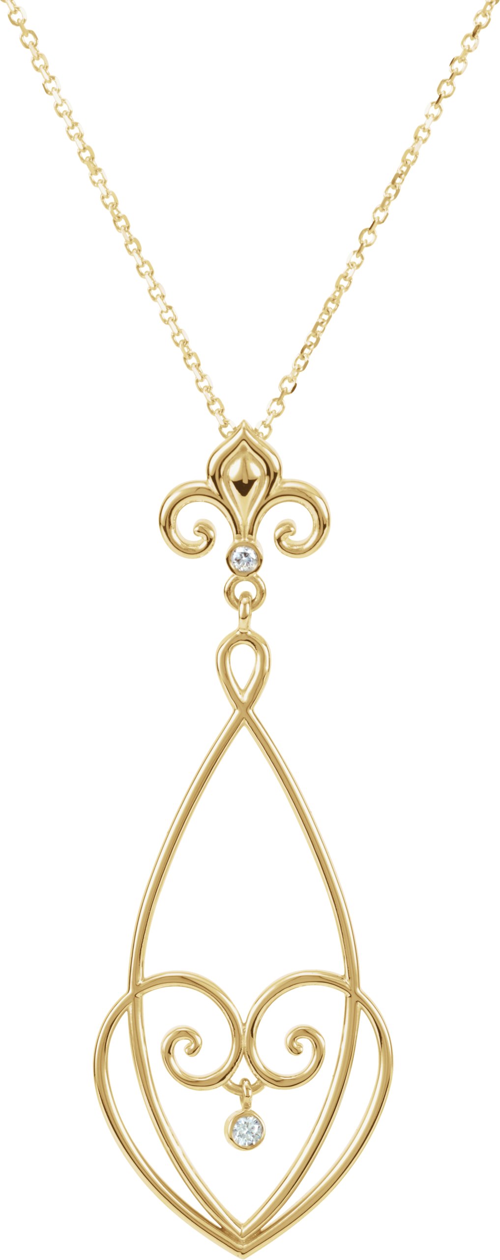 .05 CTW Natural Diamond Necklace – 14K Yellow Gold