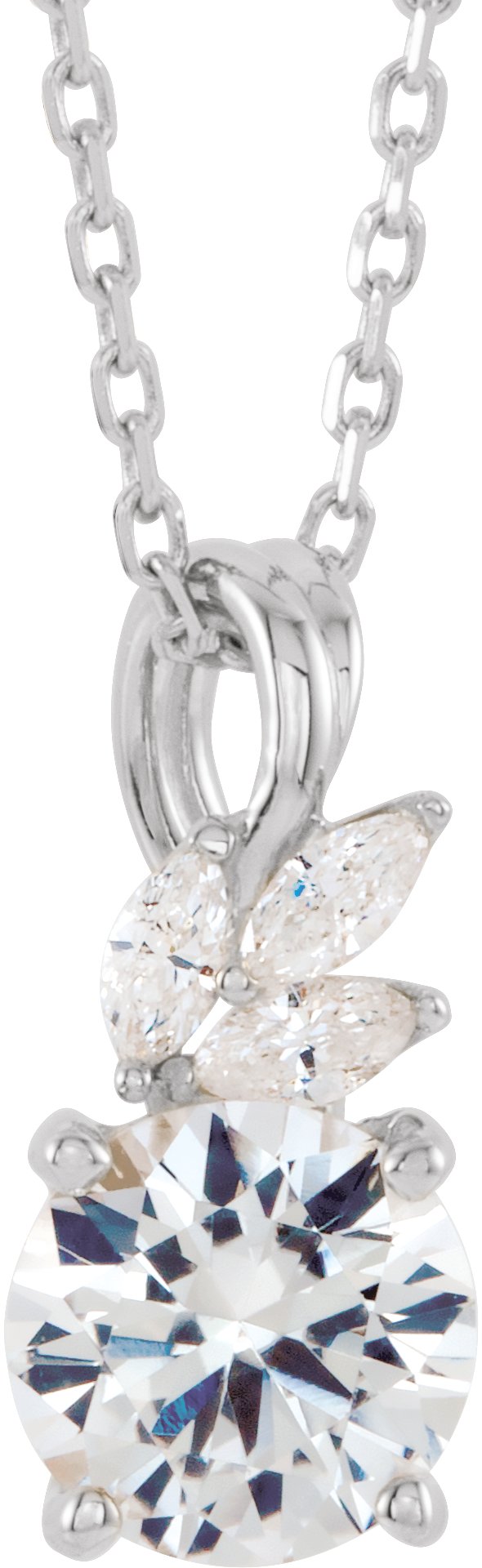 14K White Sapphire & 1/10 CTW Diamond 16-18" Necklace 