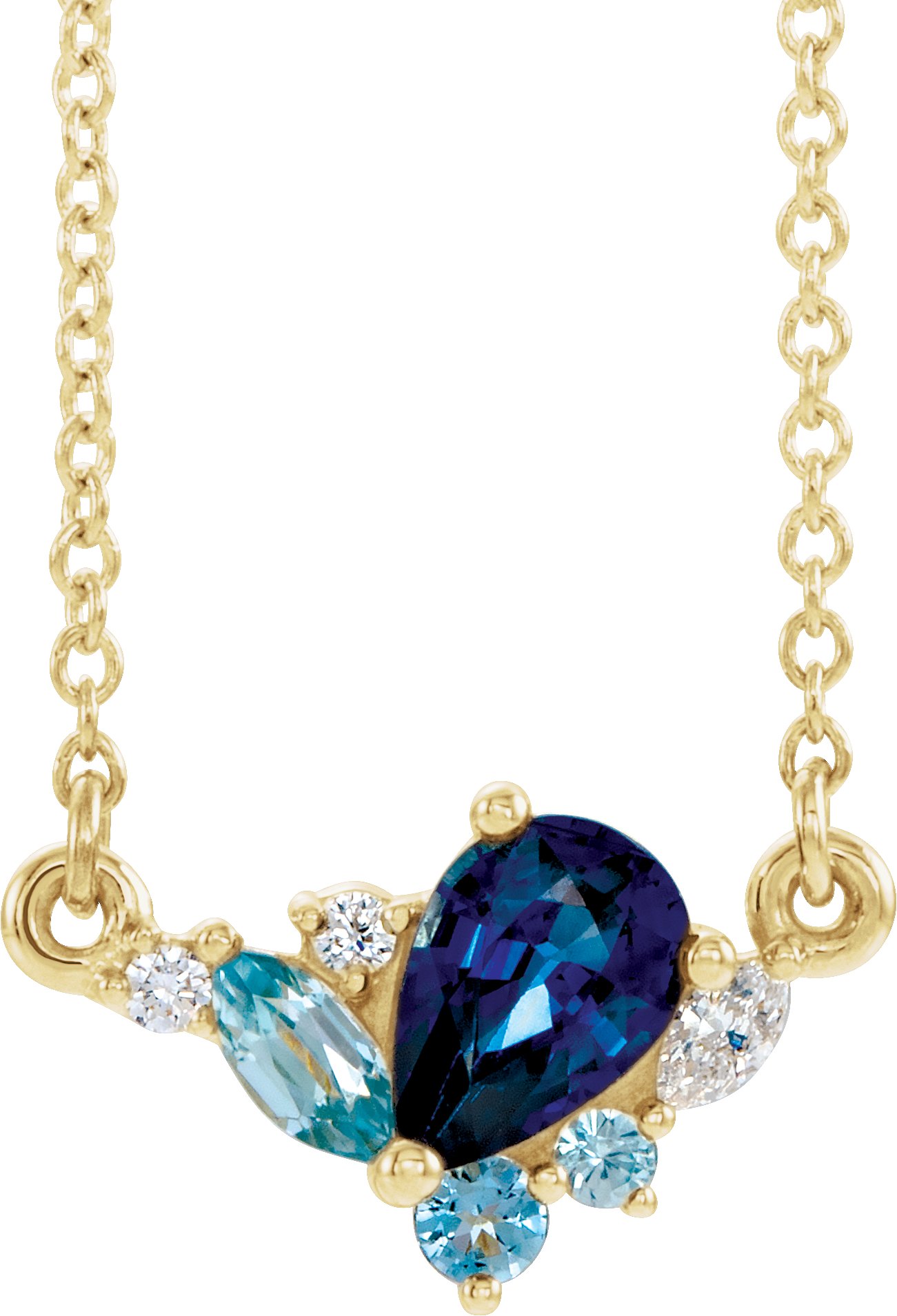 14K Yellow Multi-Gemstone & .06 CTW Diamond 16" Necklace 