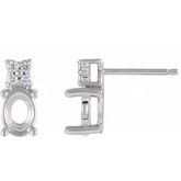 Oval 4-Prong Accented Drop Earrings 
