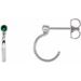 14K White 2.5 mm Lab-Grown Emerald Huggie J-Hoop Earring