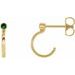 14K Yellow 2 mm Natural Emerald Huggie J-Hoop Earring