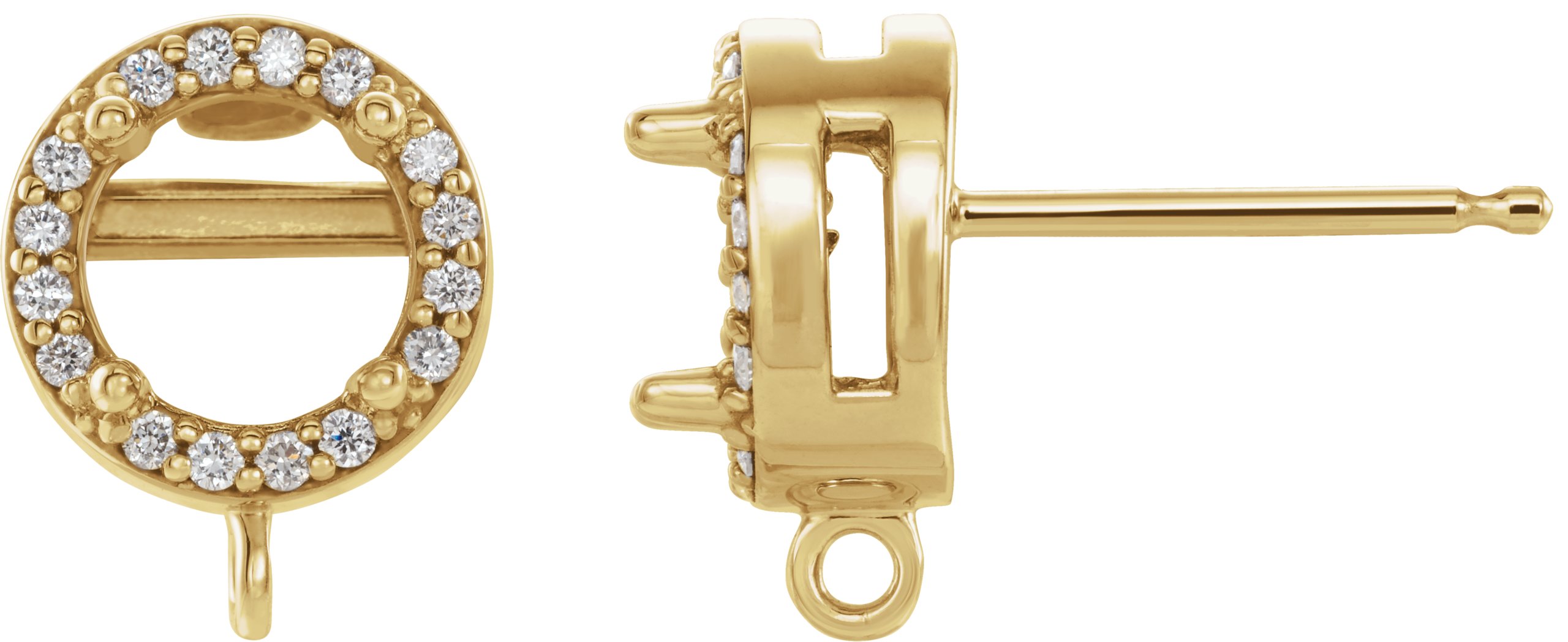 18K Yellow 6.5 mm Round .08 CTW Diamond Semi-Set Earring Tops