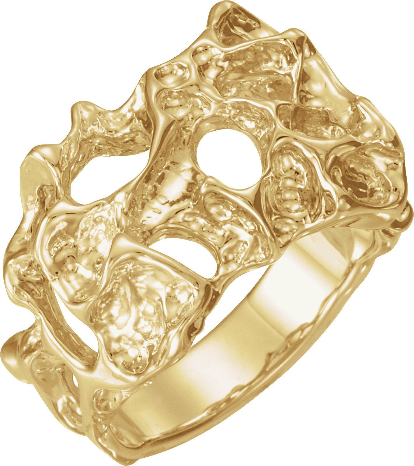 14K Yellow 18 mm Men-s Nugget Ring  