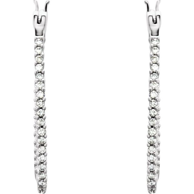 14K White 1/4 CTW Natural Diamond Inside-Outside Hoop Earrings
