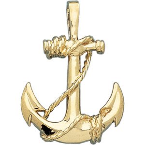 14K Yellow Anchor Pendant