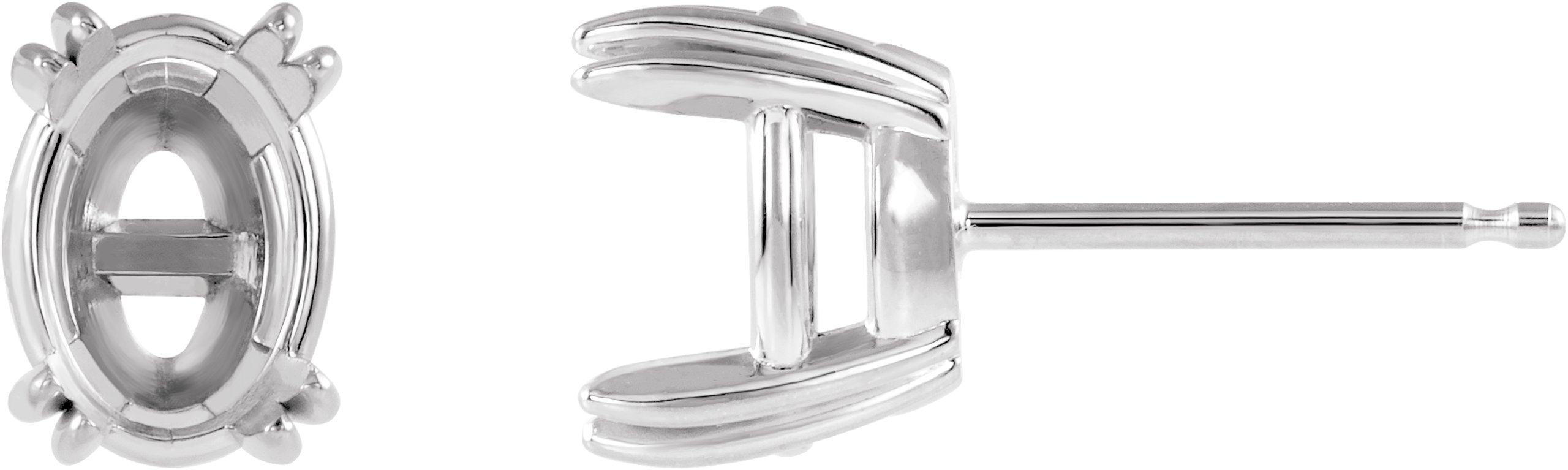 Oval Double Claw-Prong Stud Earrings