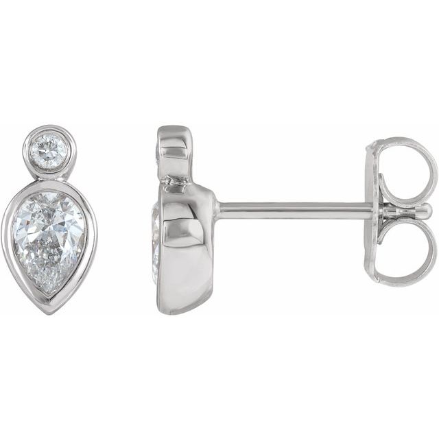 14K White 1/3 CTW Natural Diamond Bezel-Set Earrings 