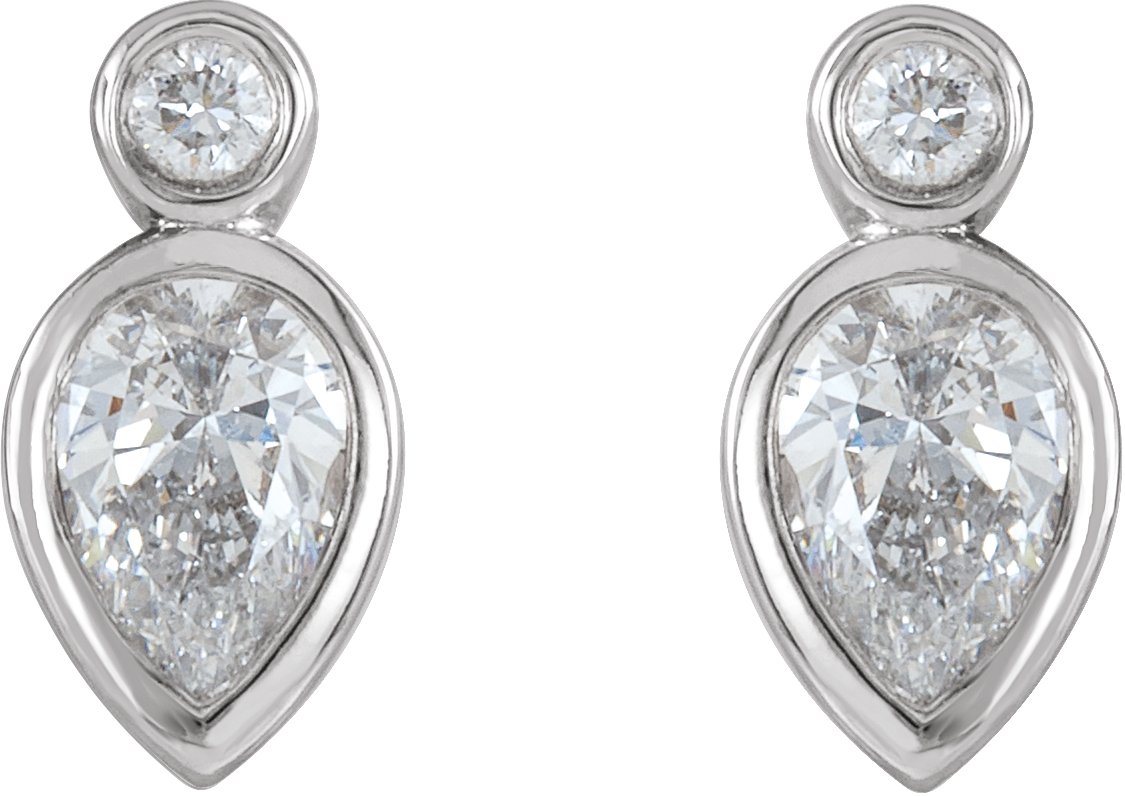 14K White 1/3 CTW Diamond Bezel-Set Earrings 