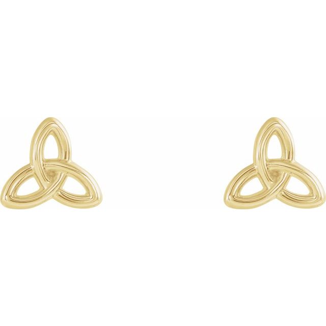 14K Yellow Celtic-Inspired Trinity Earrings 