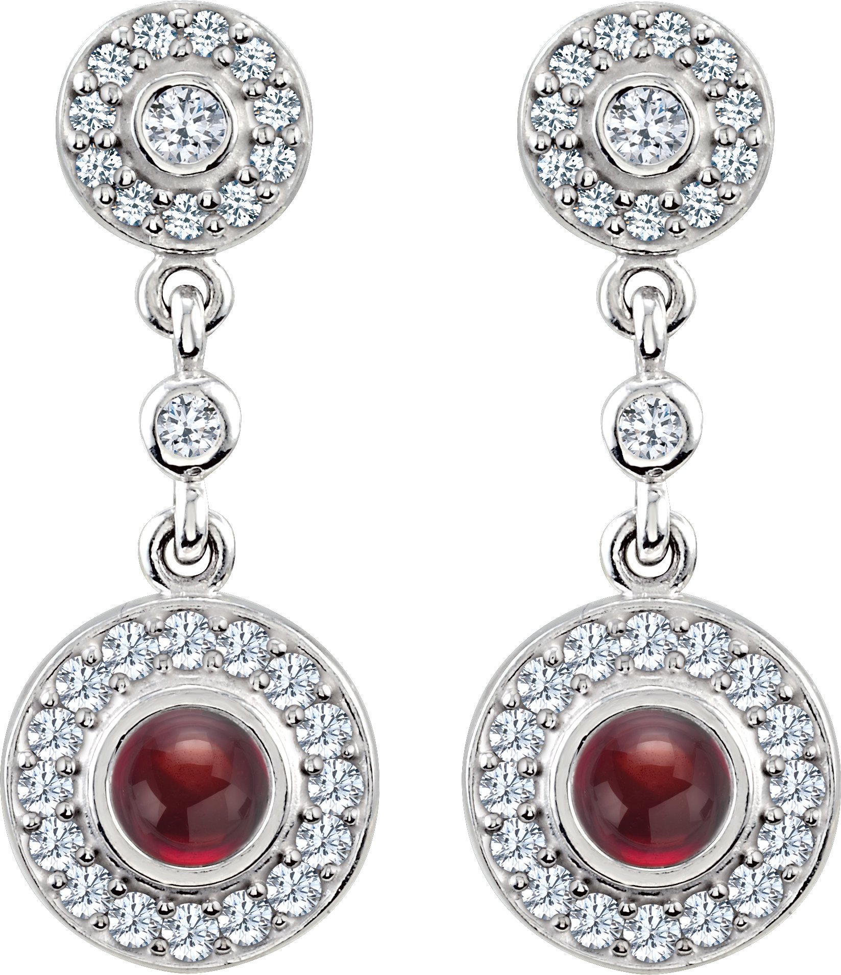 Rhodolite Garnet Cabochon and Diamond Earrings 4mm .5 CTW Ref 807502