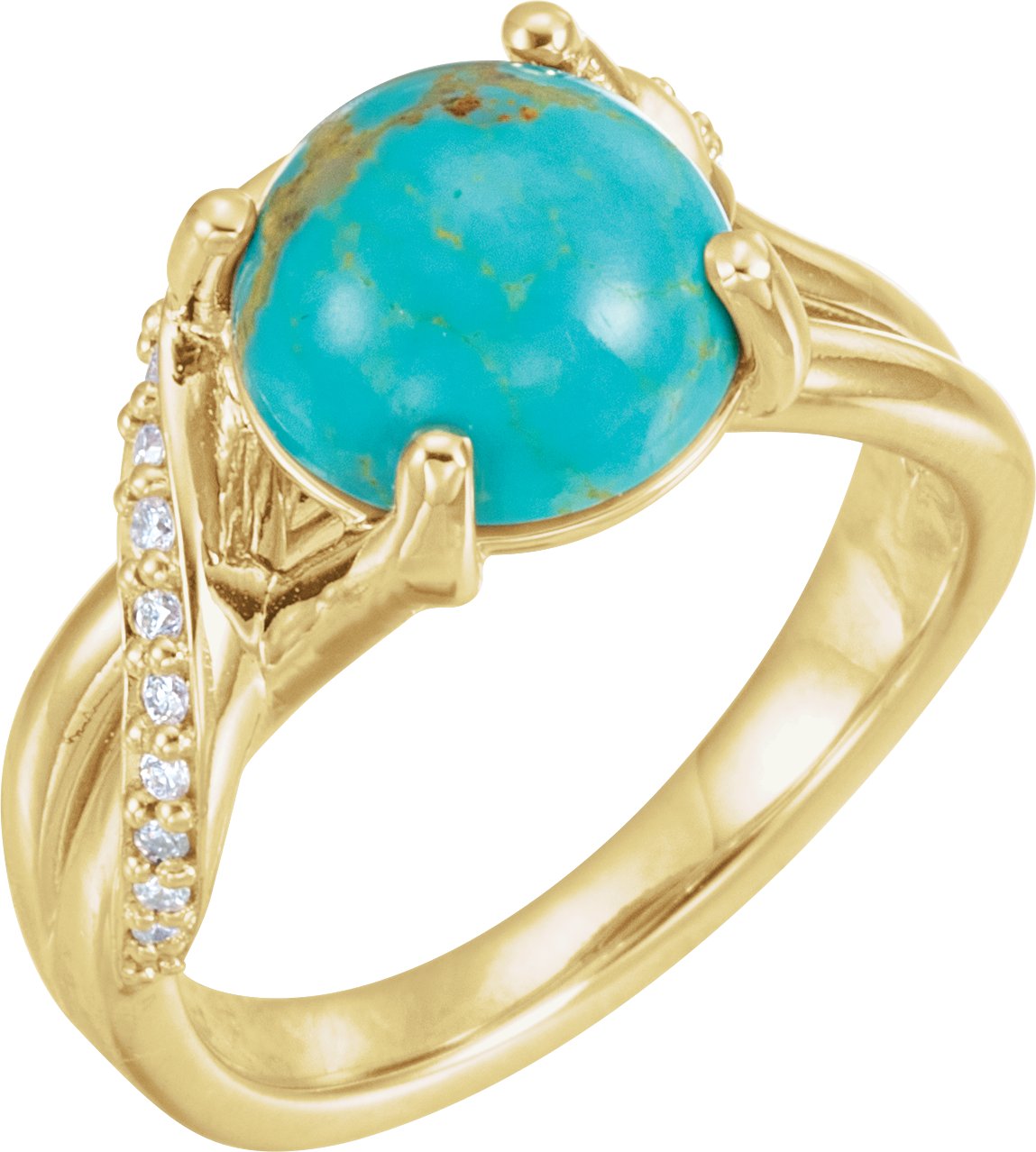14K Yellow Turquoise and .167 CTW Diamond Ring Ref. 14697140