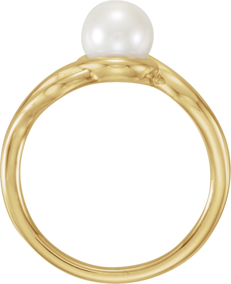 14K Yellow Cultured White Freshwater Pearl Ring