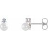 14K White Freshwater Cultured Pearl and .125 CTW Diamond Earrings Ref. 14653498