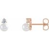 14K Rose Freshwater Cultured Pearl and .125 CTW Diamond Earrings Ref. 14653611