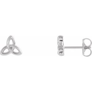 14K White Celtic-Inspired Trinity Earrings