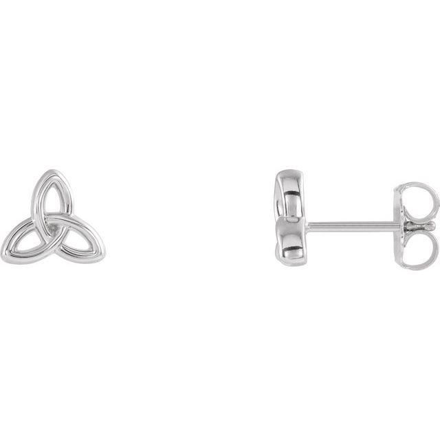 14K White Celtic-Inspired Trinity Earrings 