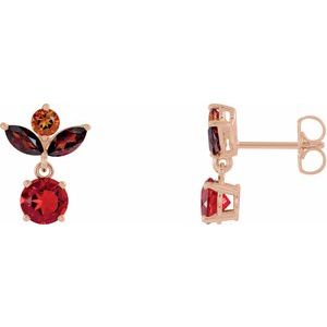 14K Rose Multi-Gemstone Earrings