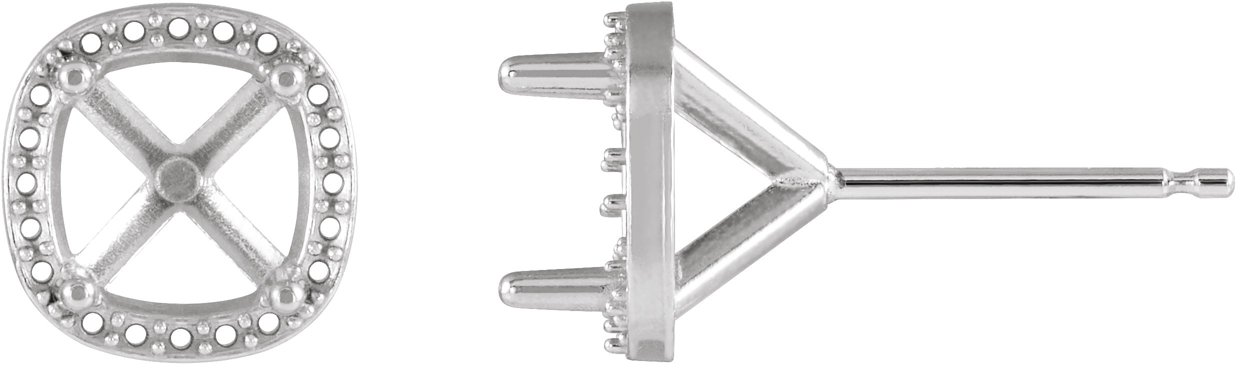 Cushion 4-Prong Halo-Style Earrings