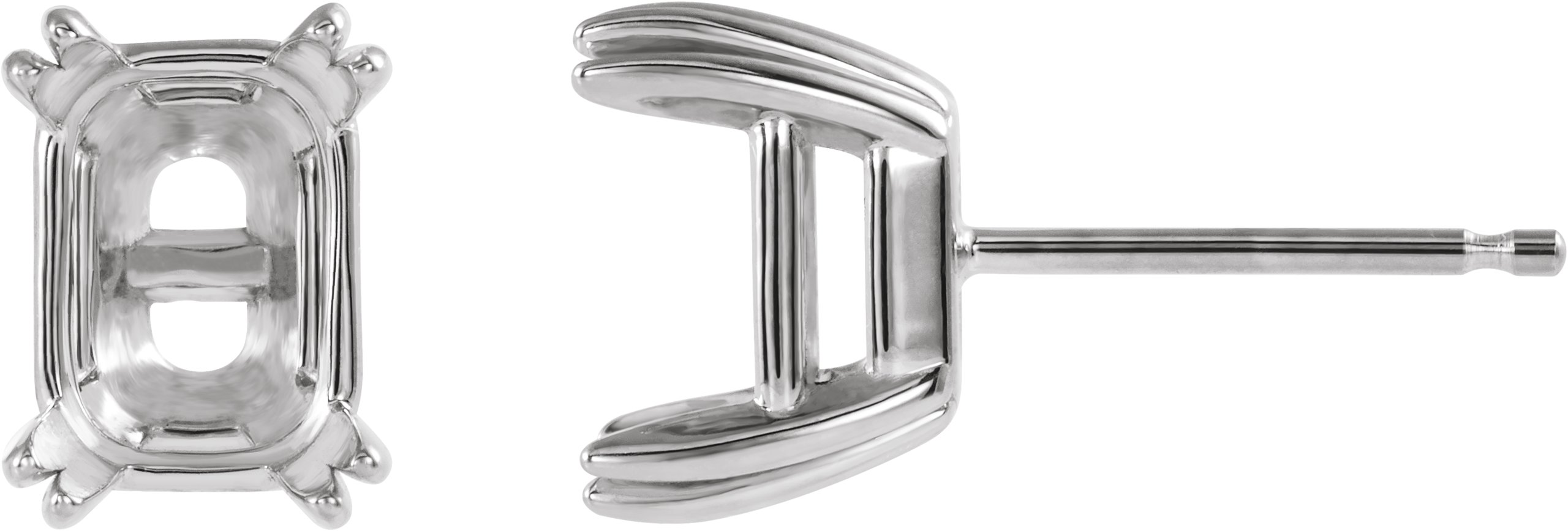 Emerald Double Claw-Prong Stud Earrings