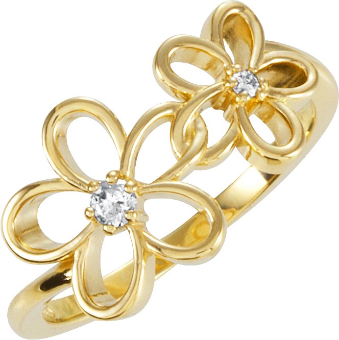 .07 CTW Natural Diamond Floral Ring – 14K Yellow Gold