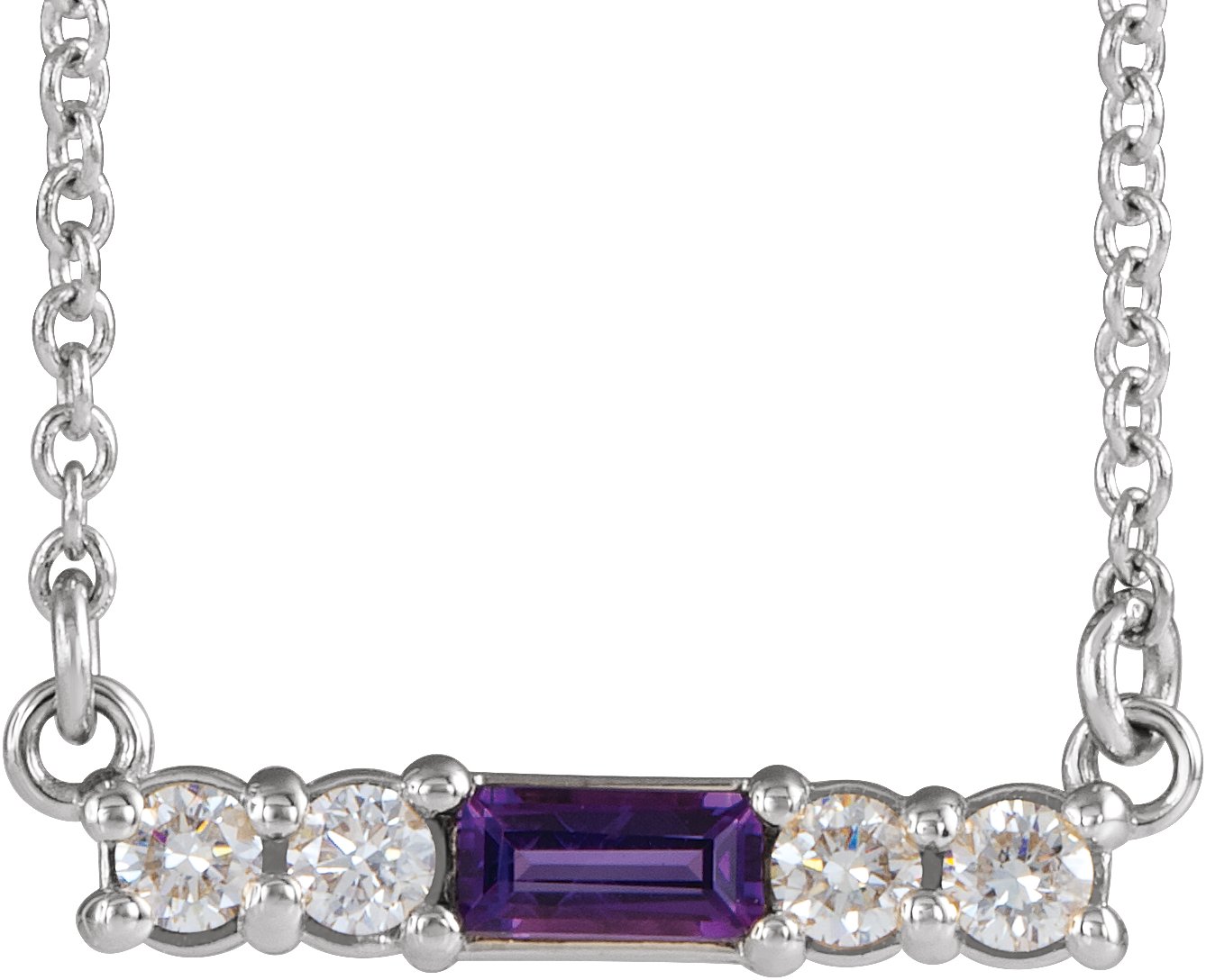 14K White Amethyst & 1/5 CTW Diamond 18 Necklace