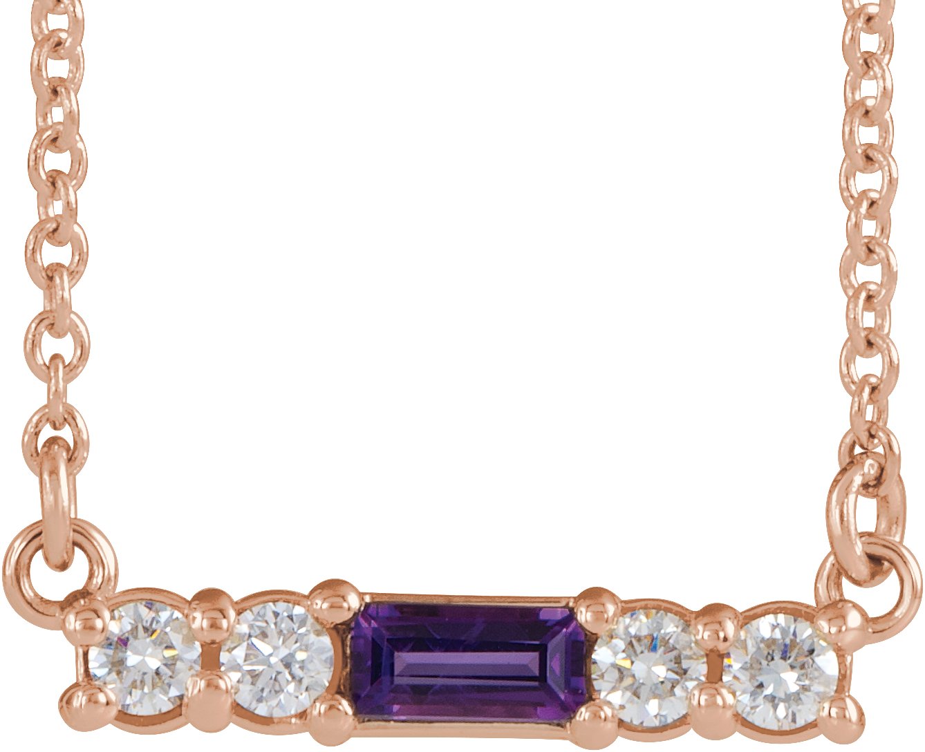 14K Rose Amethyst & 1/5 CTW Diamond 18" Necklace