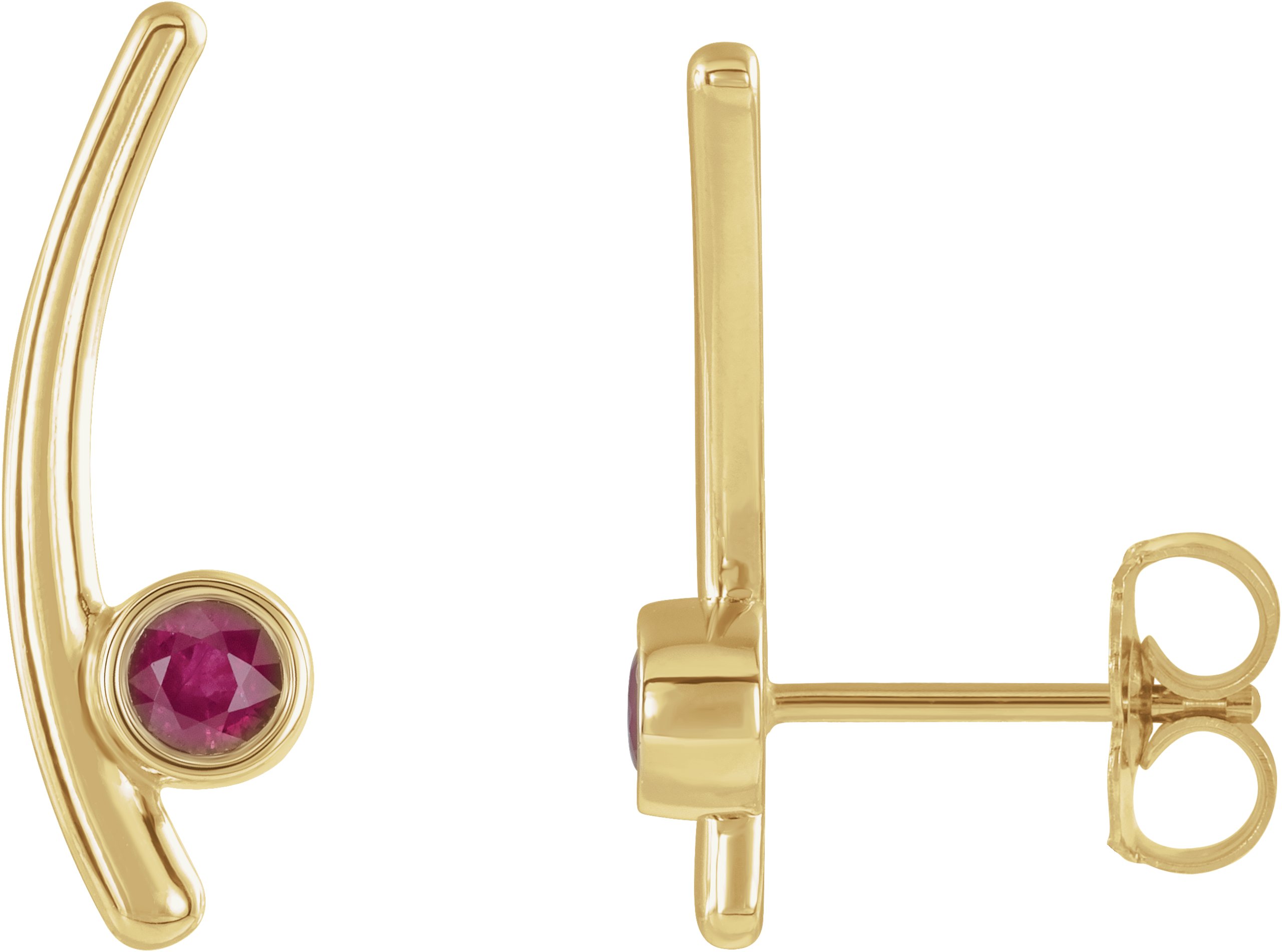 14K Yellow Chatham Lab Created Ruby Ear Climbers Ref 14653901