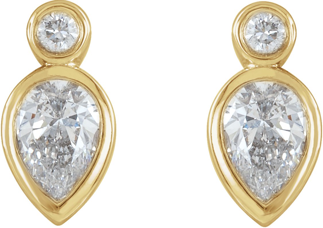 14K Yellow 1/3 CTW Diamond Bezel-Set Earrings 