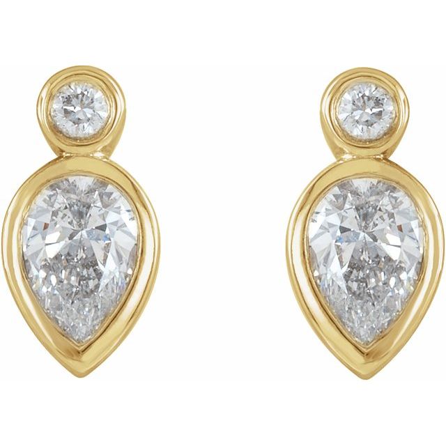 14K Yellow 1/3 CTW Natural Diamond Bezel-Set Earrings 