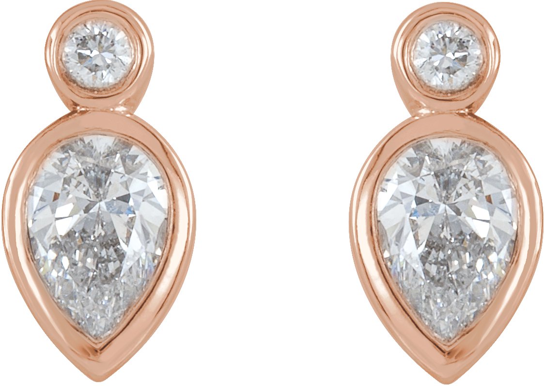 14K Rose 1/3 CTW Diamond Bezel-Set Earrings 